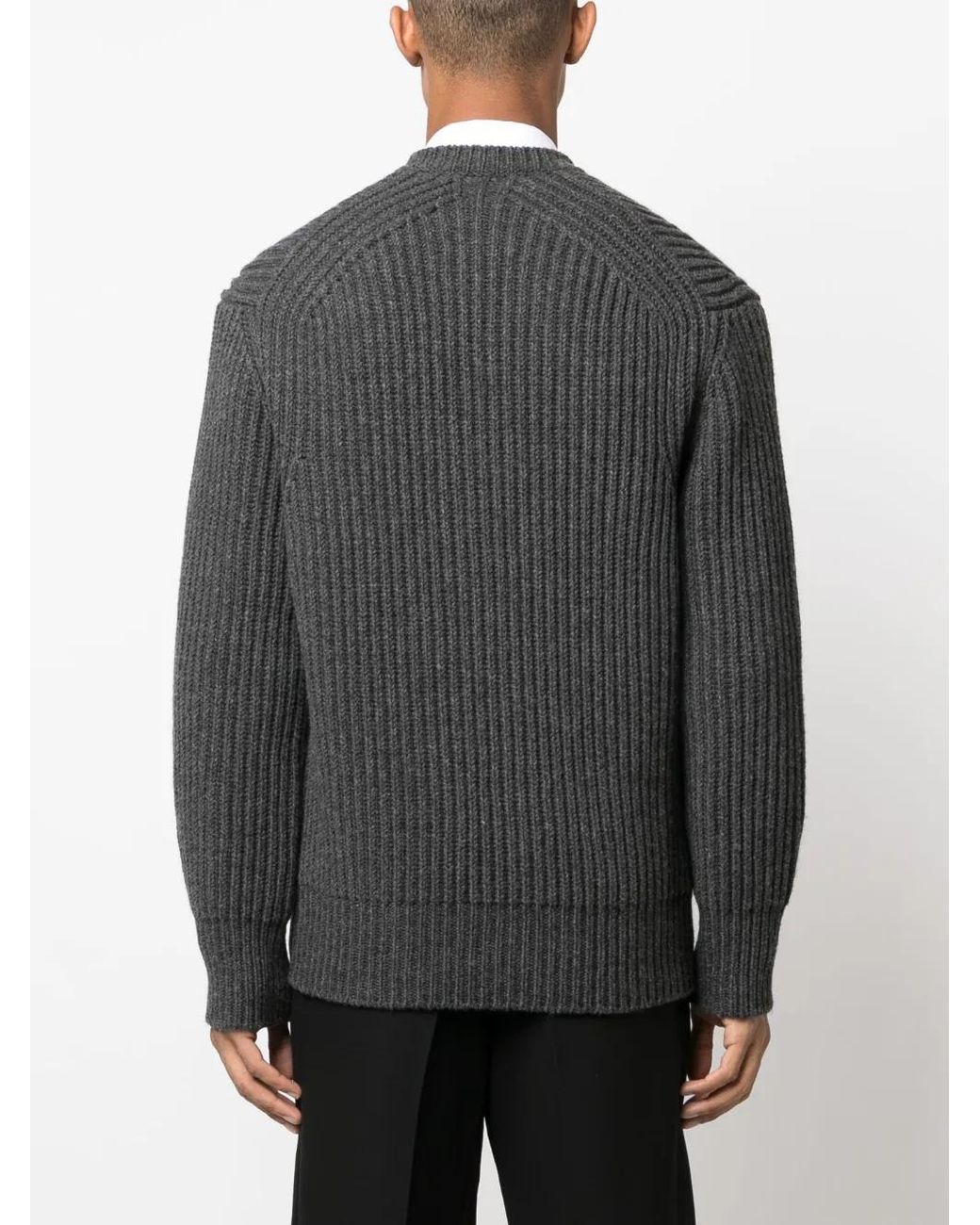 Pull Nervuré En Laine Côtelée McQueen pour homme en coloris Gray
