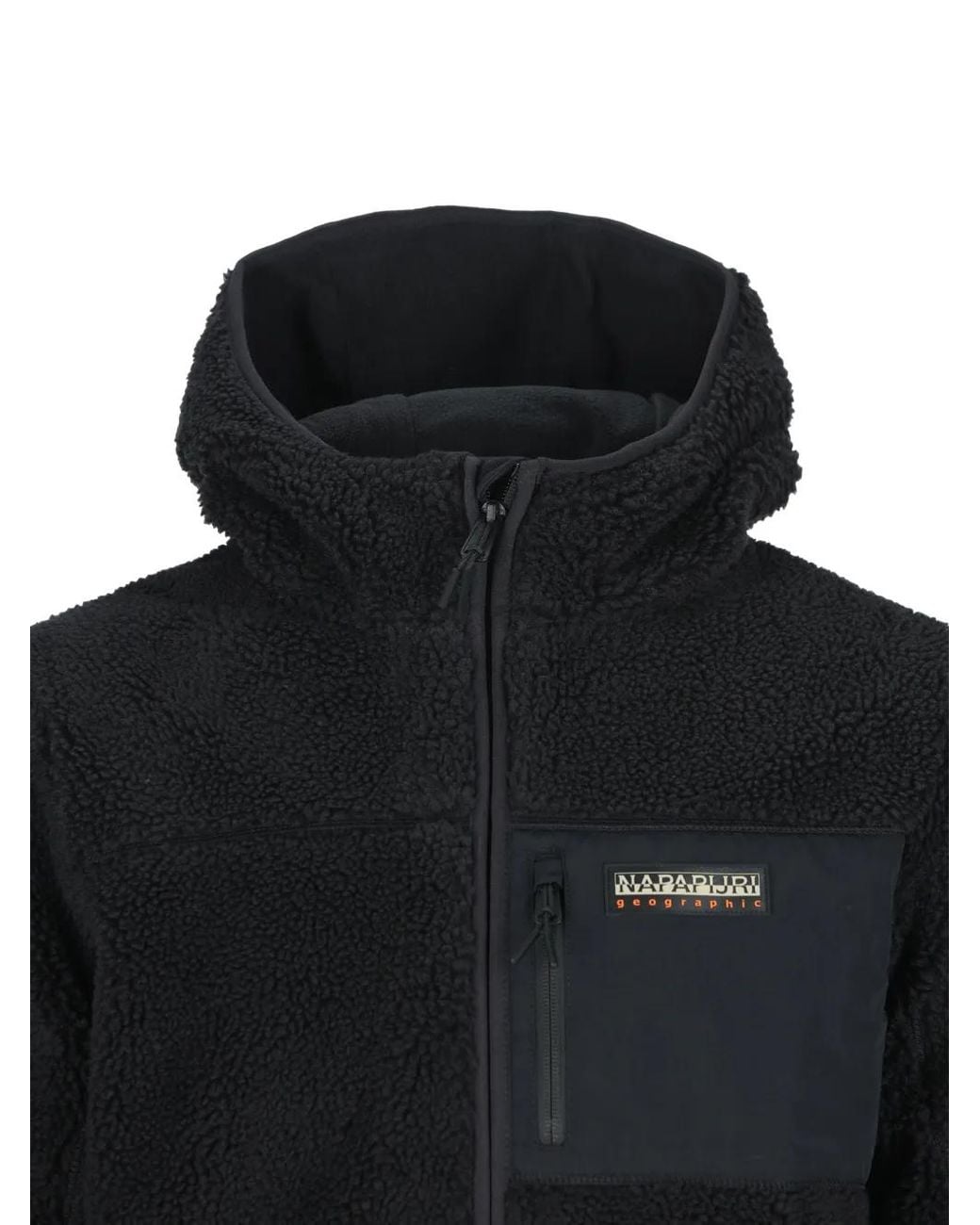 Napapijri Black Yupik Fleece Hooded Jacket for men