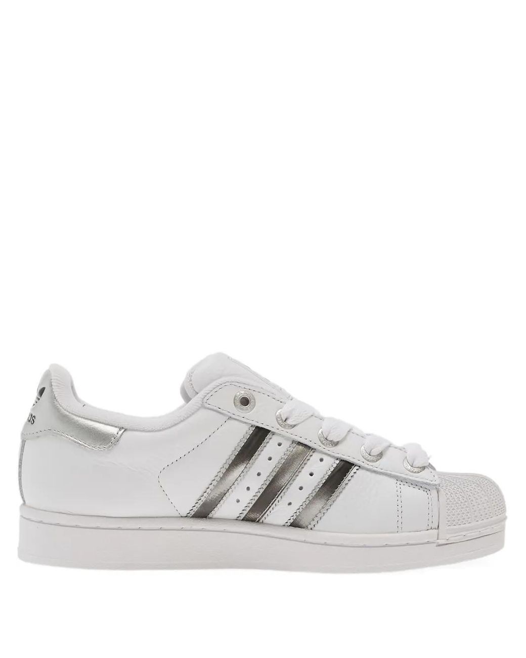 Adidas White Superstar Ii Metallic-Stripe Sneakers