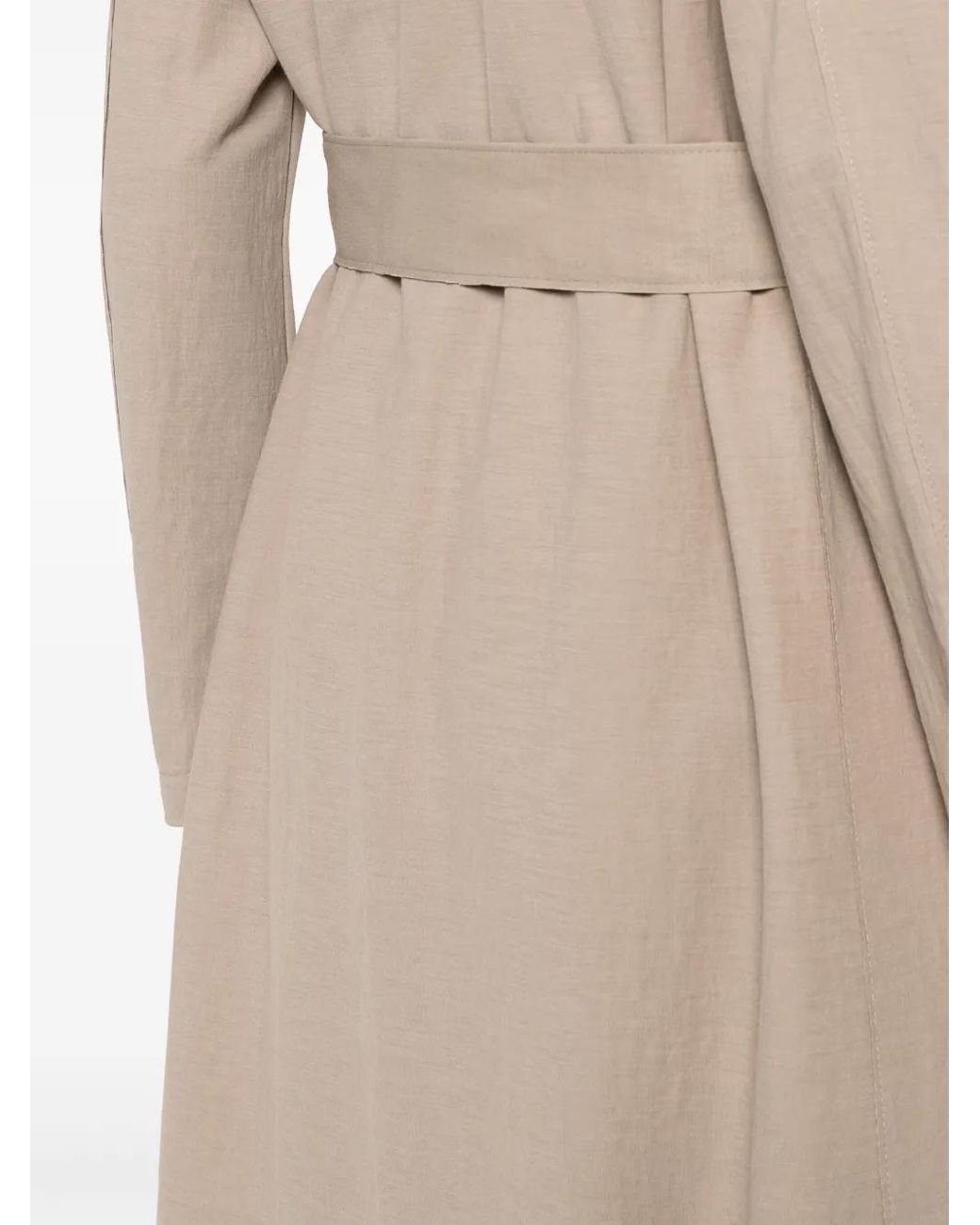 Harris Wharf London Natural Notched-Lapel Belted Trench Coat