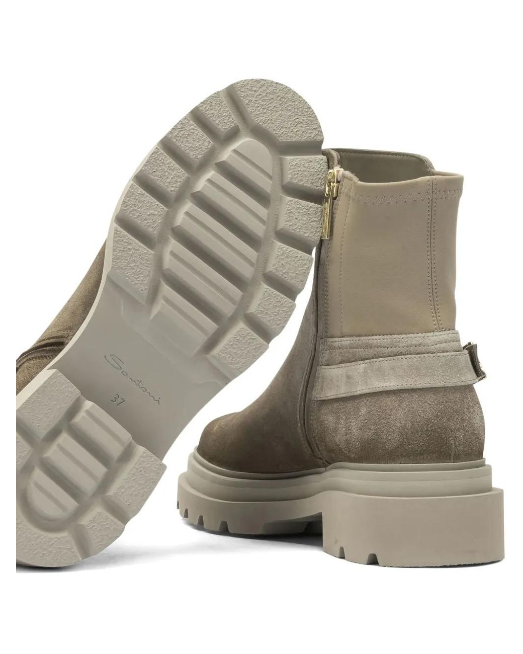 Santoni Brown Suede Ankle Boots With Zipper