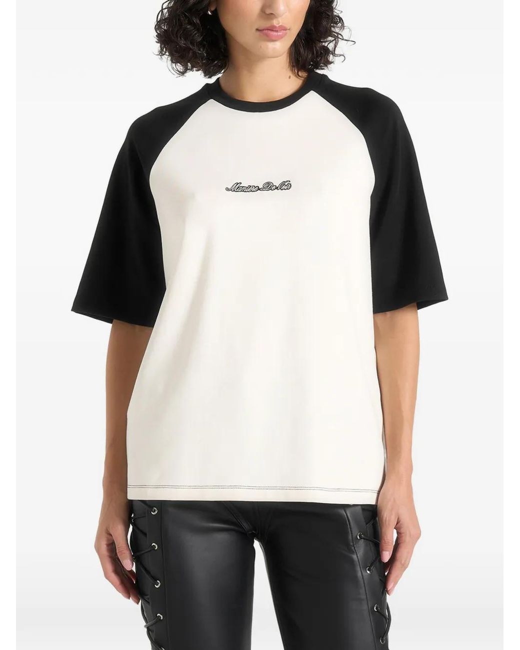 Manière De Voir Black Signature Raglan Cotton T-Shirt