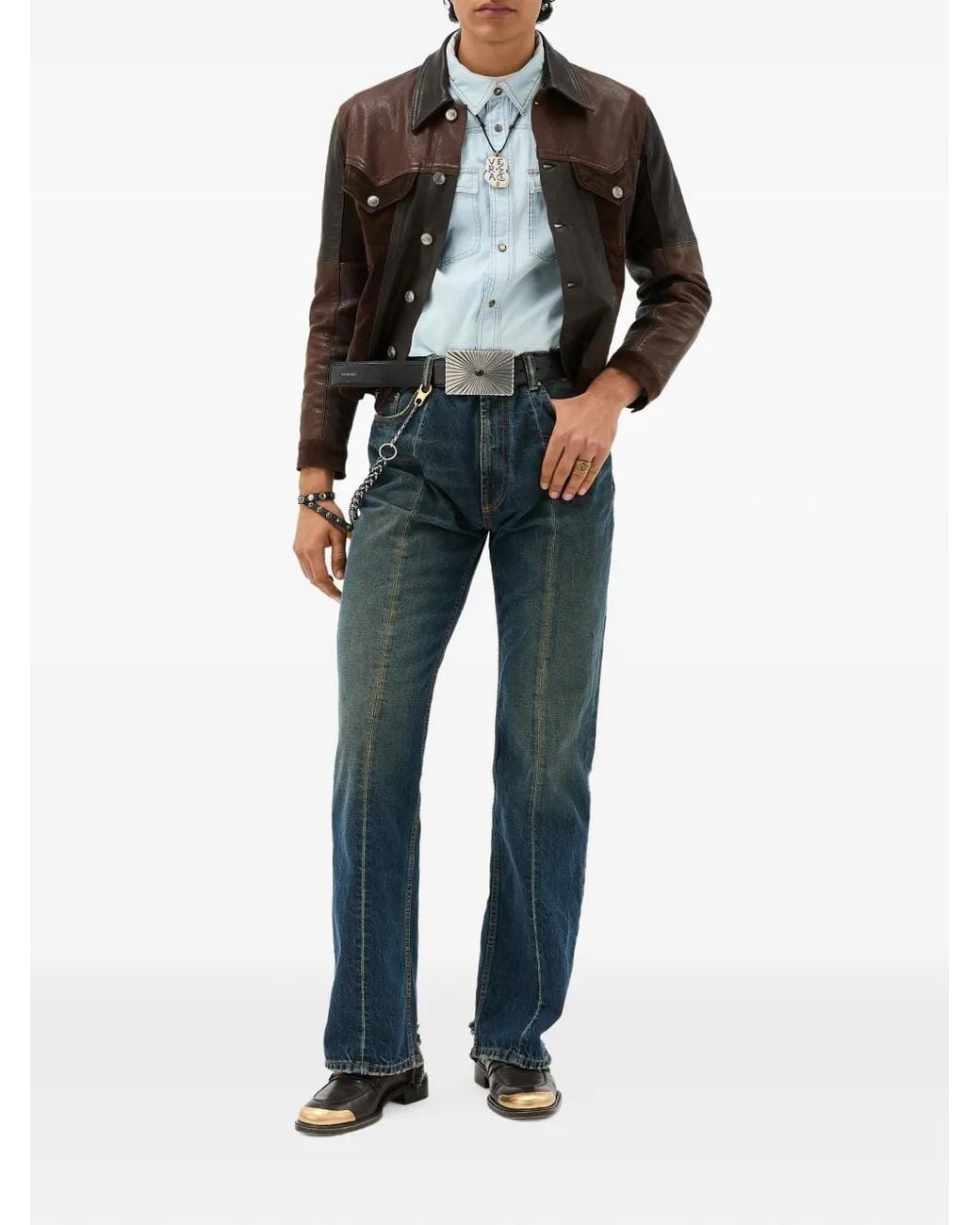 Versace Brown Colour-Block Jacket for men