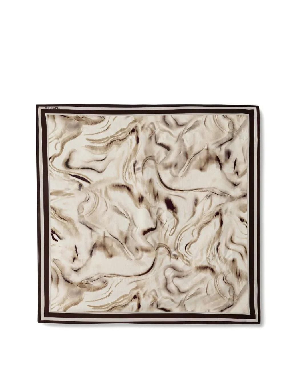 Trussardi Metallic Marble-Print Bordered Scarf