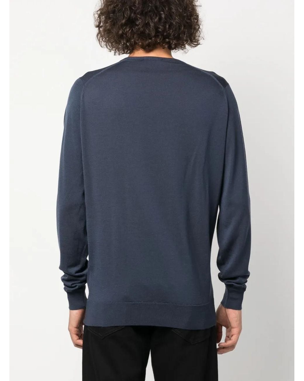 John Smedley Blue Lundy Fine-Knit Jumper for men