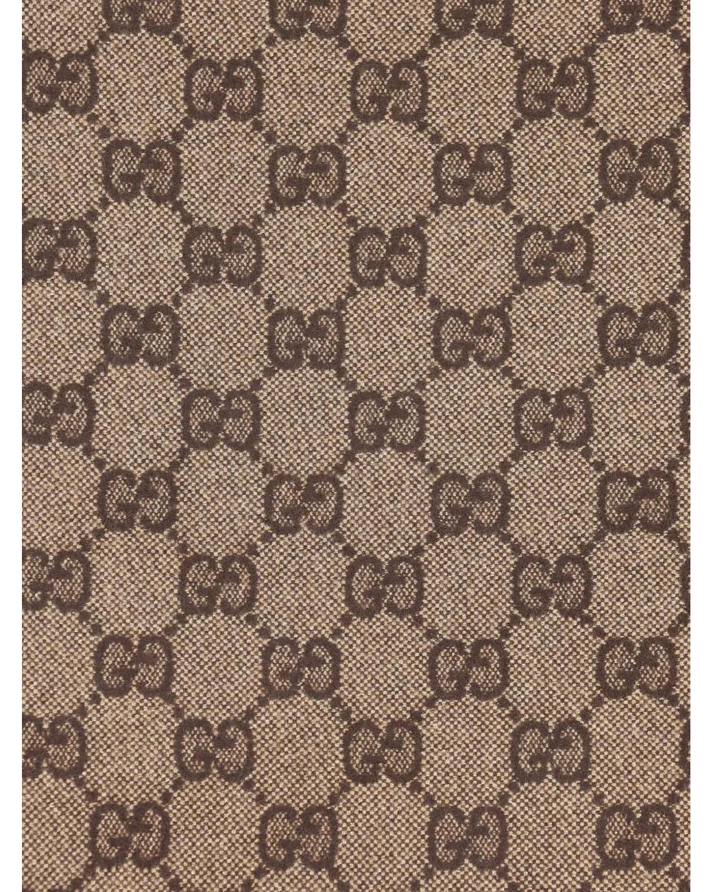 Gucci Natural Monogram Fringed-Trim Scarf
