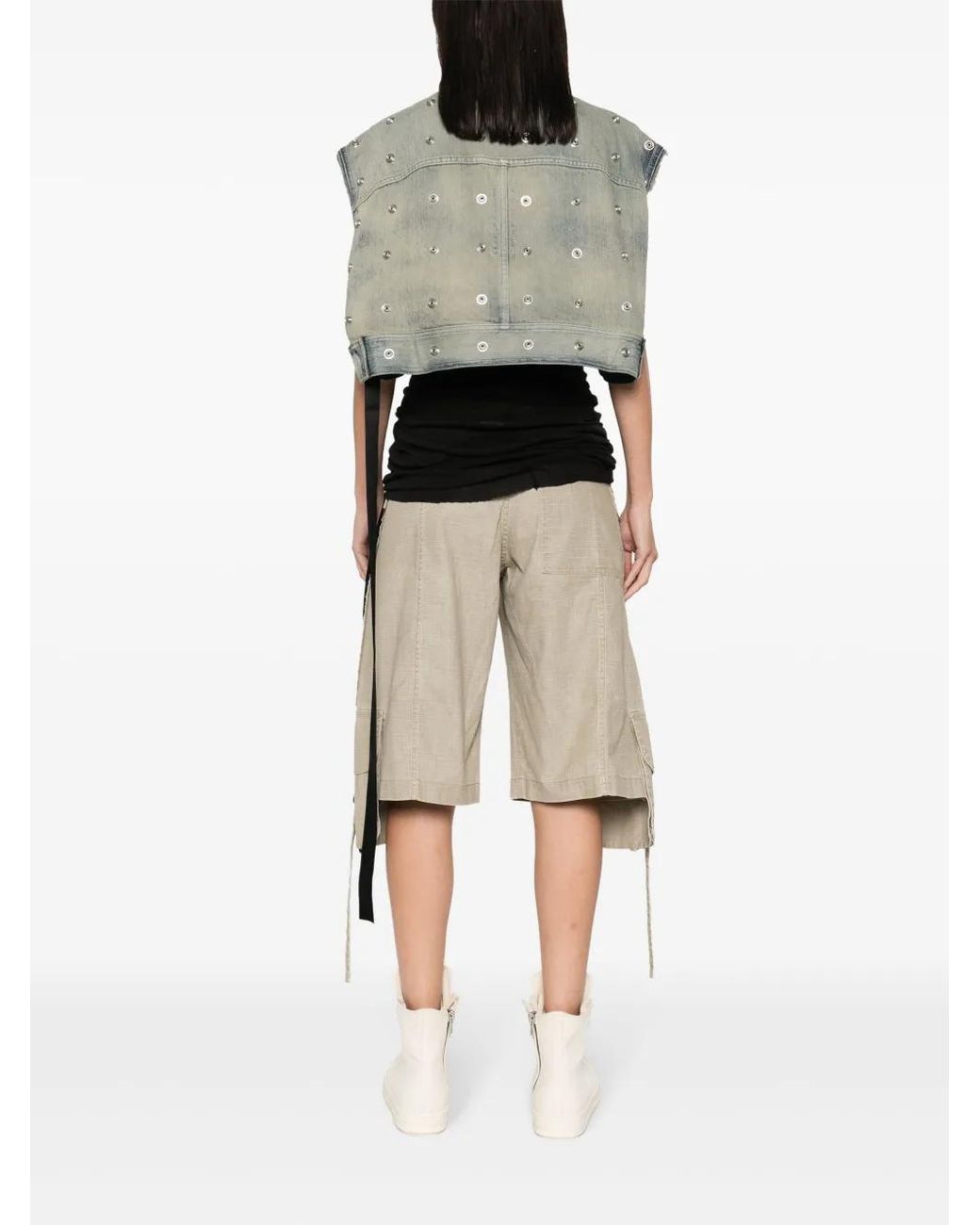 Rick Owens Gray Jumbo Worker Denim Vest