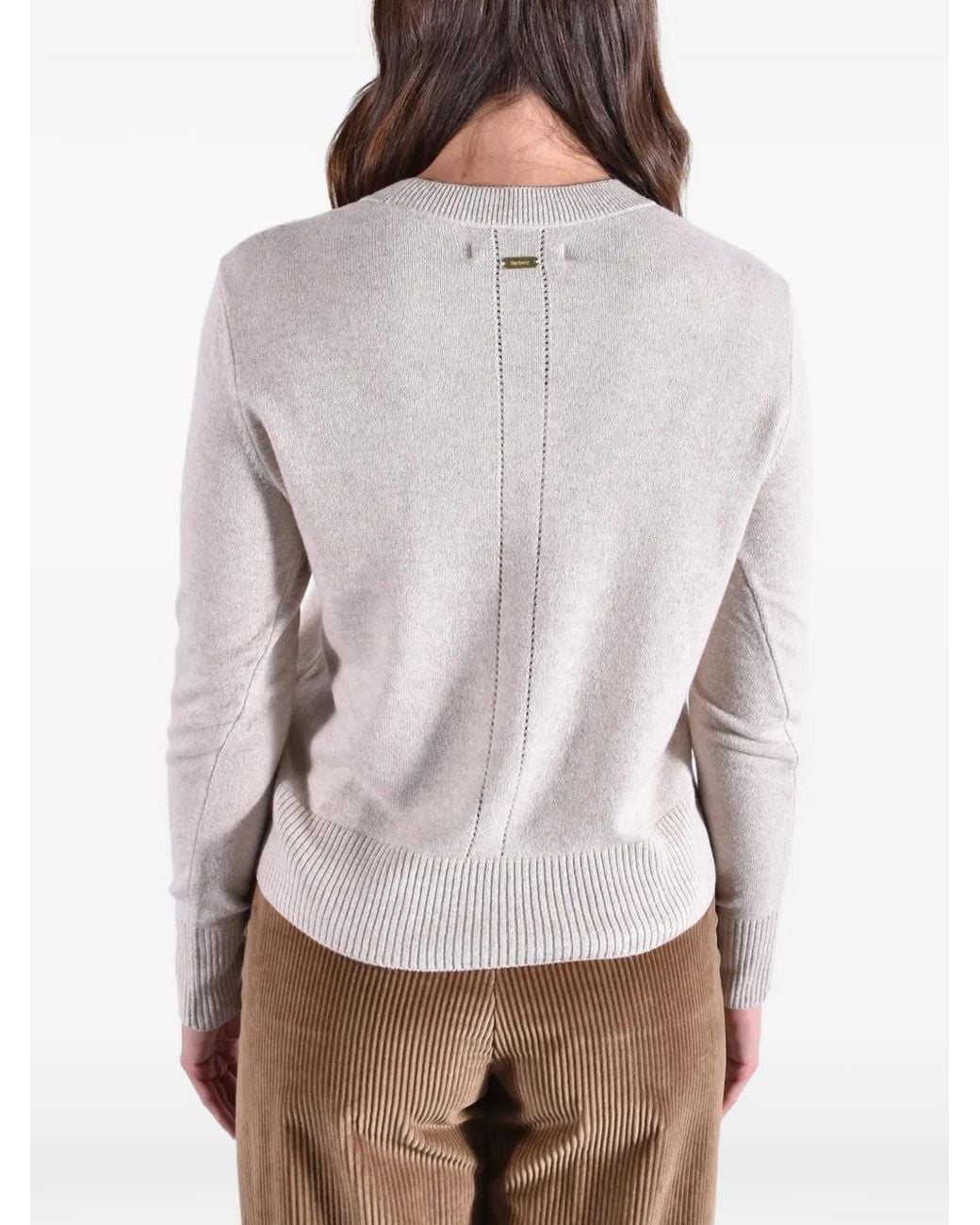 Barbour Gray Eleanor Button-Detail Crew-Neck Sweater