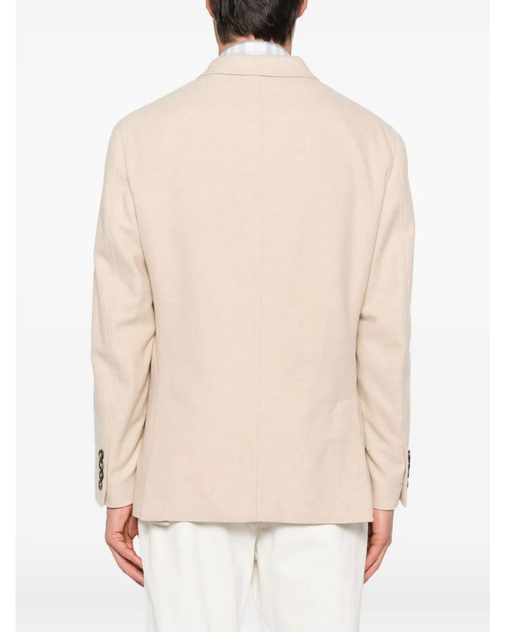 Eleventy Natural Double-Breasted Coat for men