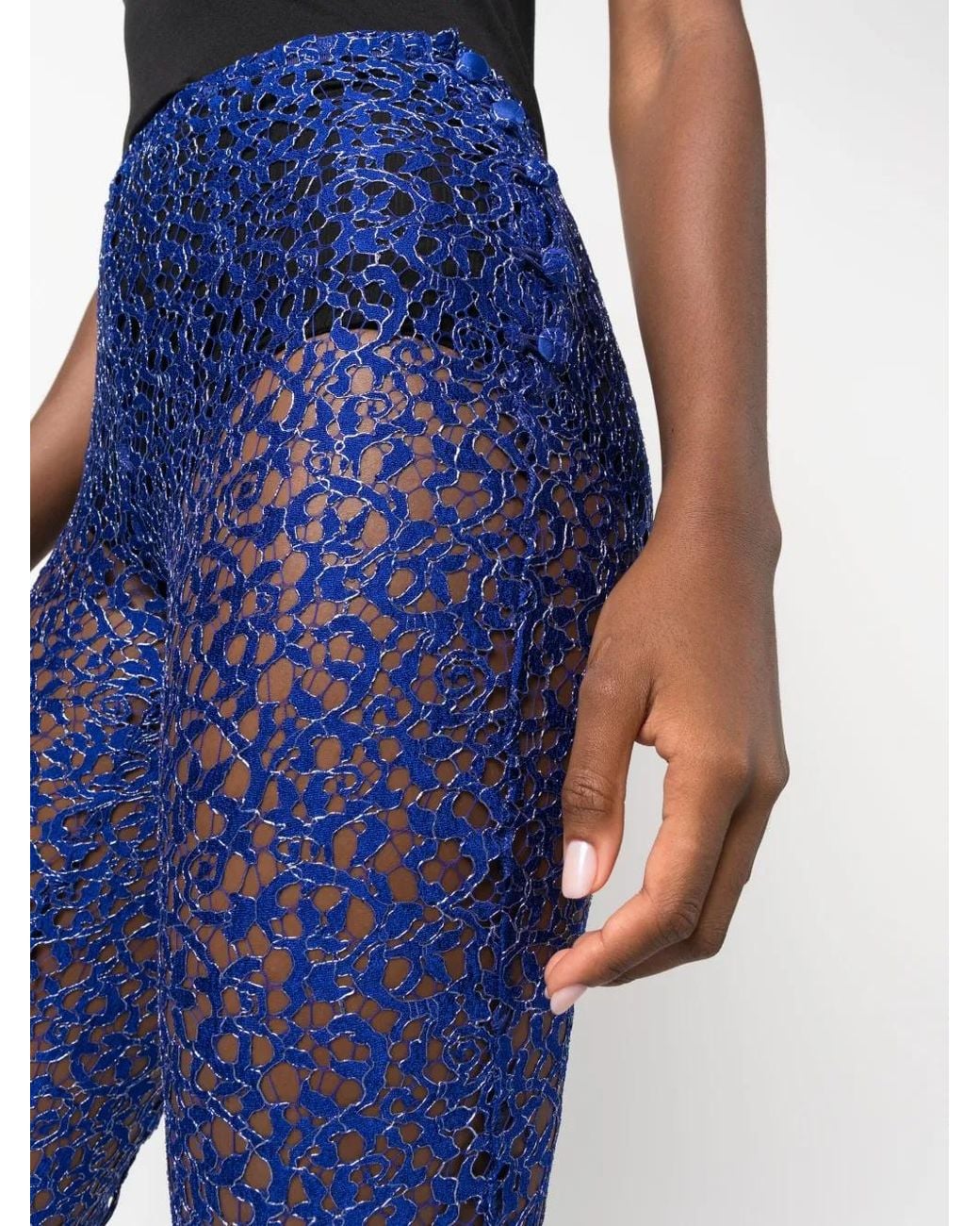 Coperni Blue Corded-Lace Flared Trousers