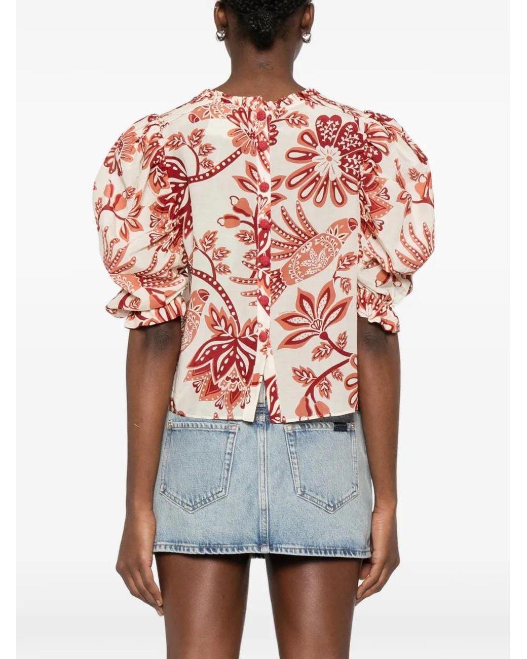 Farm Rio Pink Flowerful Birds Blouse