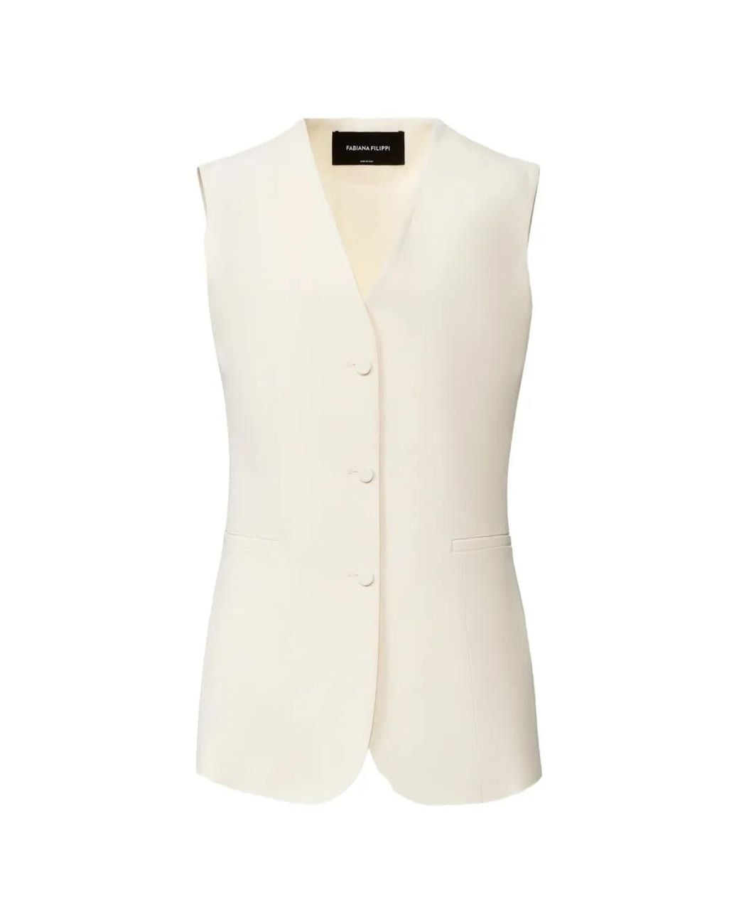 Fabiana Filippi White V-Neck Sleeveless Vest