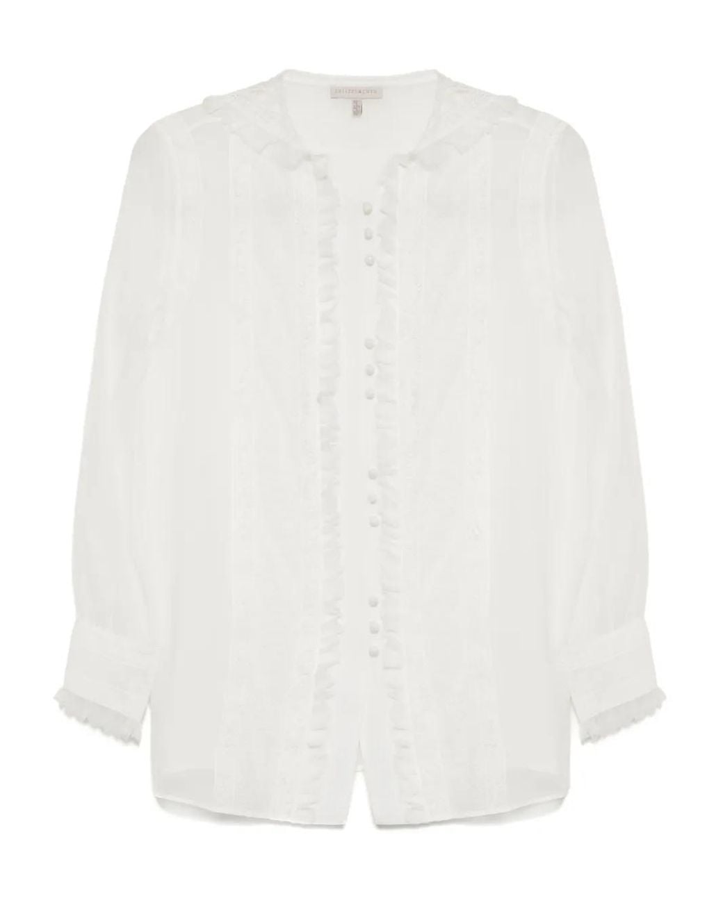 Shiatzy Chen White Organza Laced Shirt