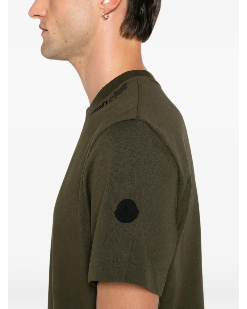 Moncler Green Logo-Patch T-Shirt for men