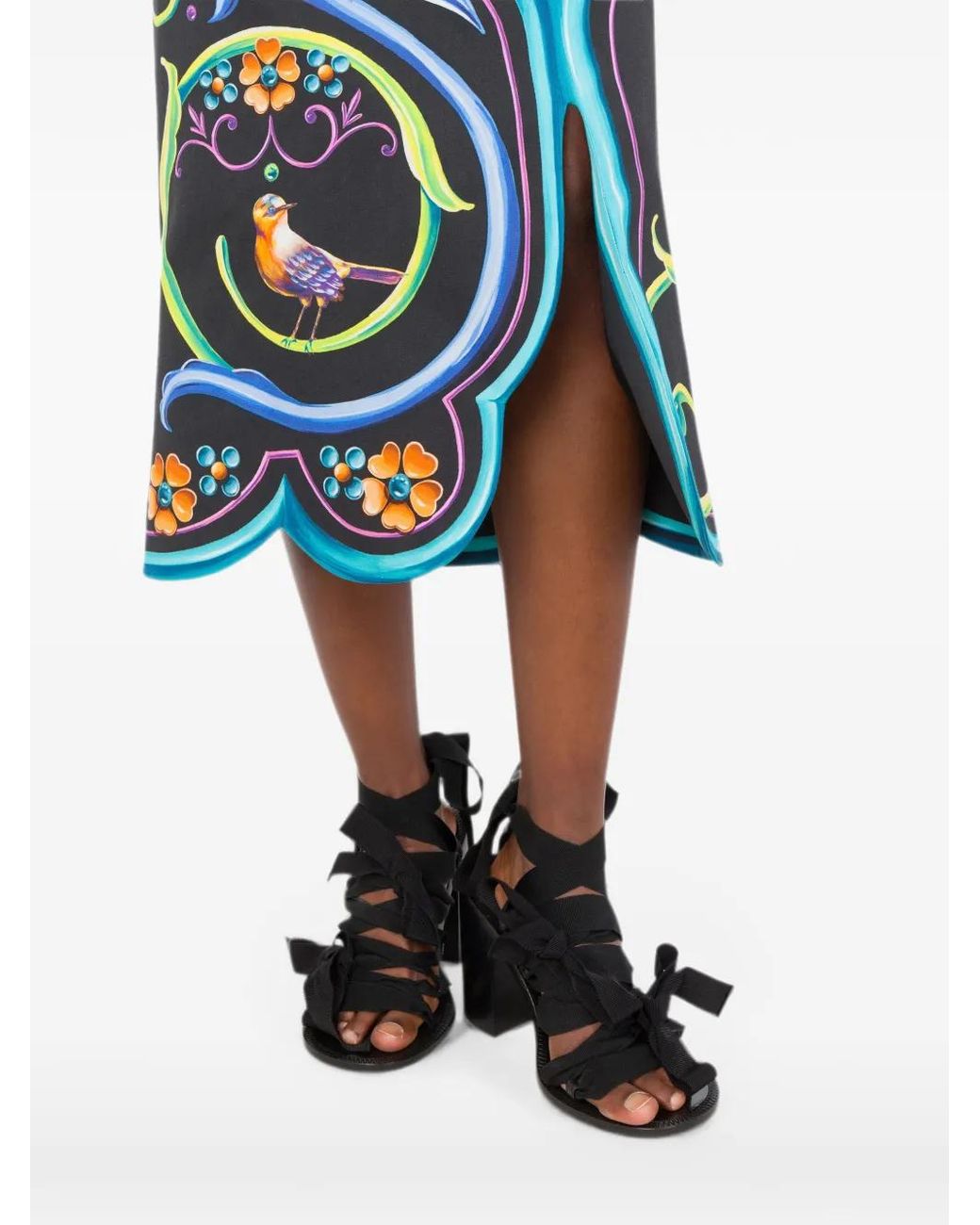 Moschino Green Printed Cotton Gabardine Skirt