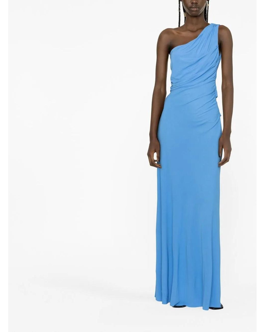 Alberta Ferretti Blue One-Shoulder Long Dress