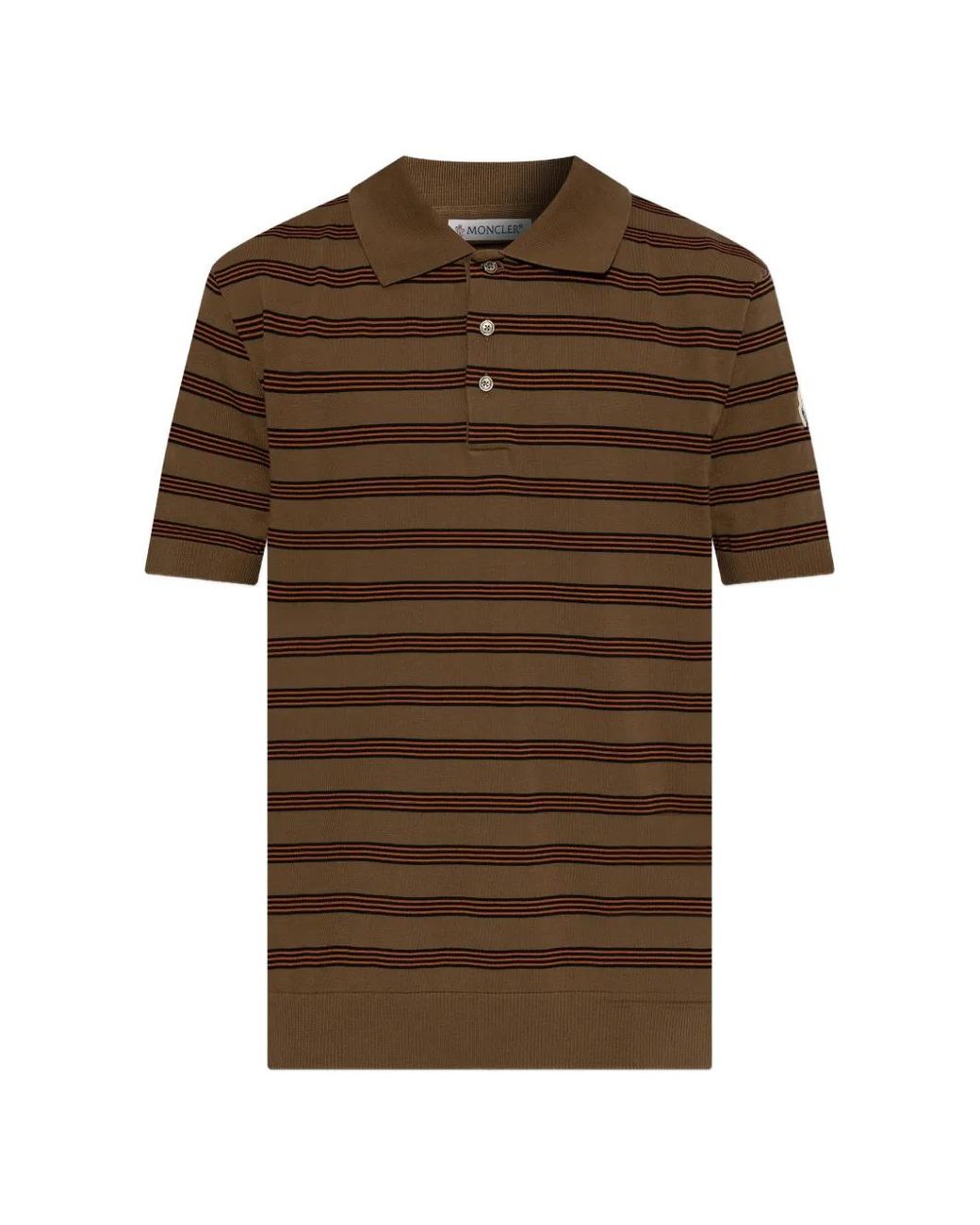 Moncler Brown Striped Polo Shirt for men
