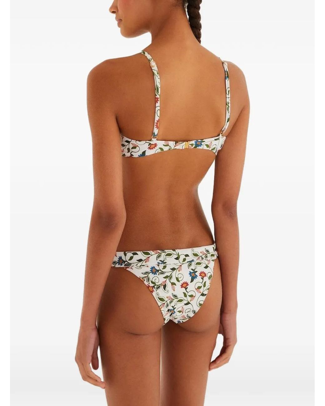 Farm Rio White Stitched Garden Band Bikini Bottoms