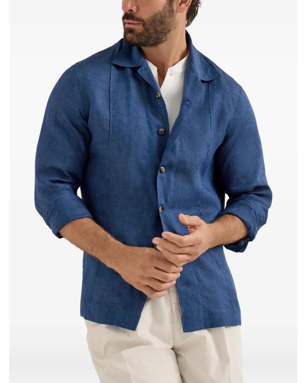 Camicia di Brunello Cucinelli in Blue da Uomo