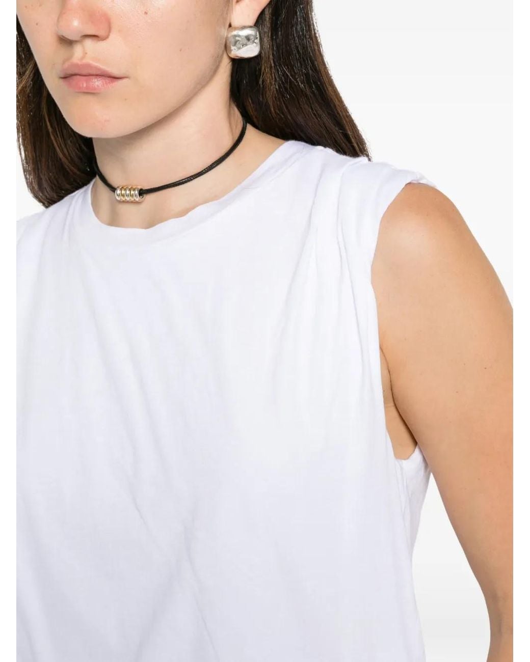 Bobi White Sleeveless Bubble-Hem Vest