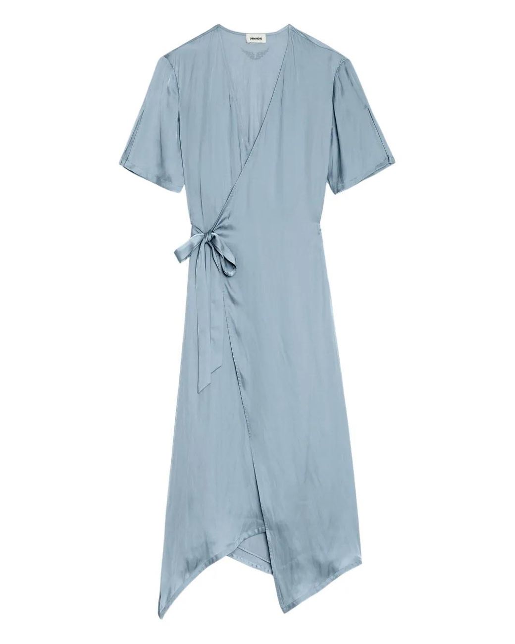 Zadig & Voltaire Blue Reforme Satin Wrap Dress
