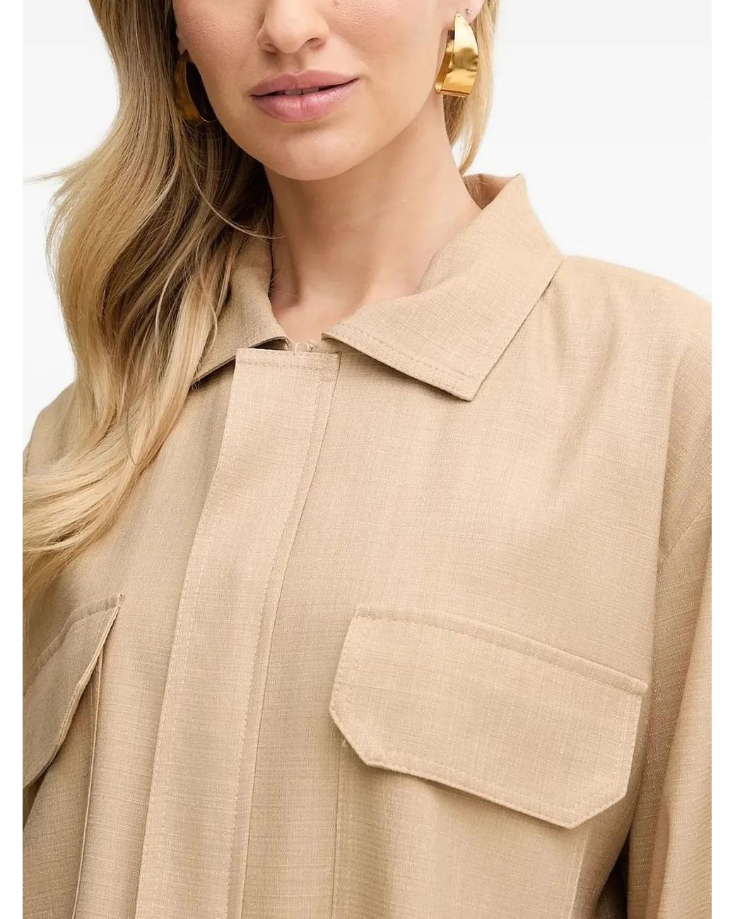 SIMONA CORSELLINI Natural Zip-Front Flap-Pocket Jacket