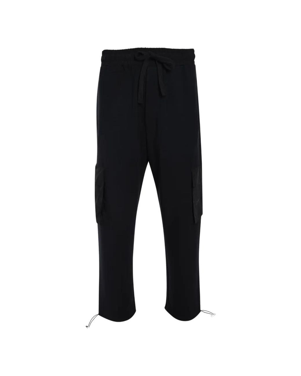 hinnominate Black Drawstring-Fastening Cargo Trousers for men
