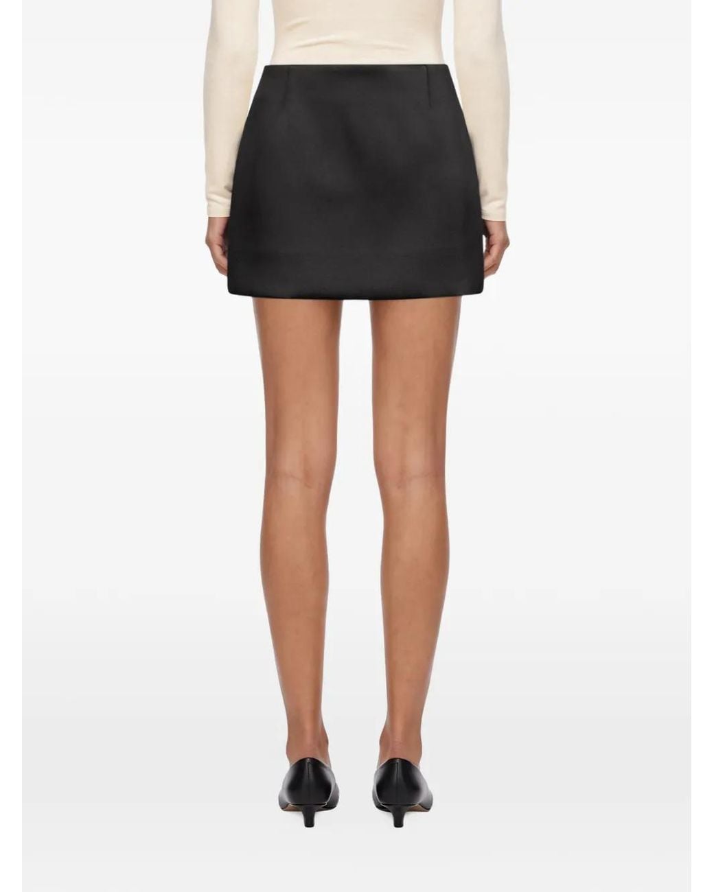 Wardrobe NYC Black Satin-Finish Mini Skirt