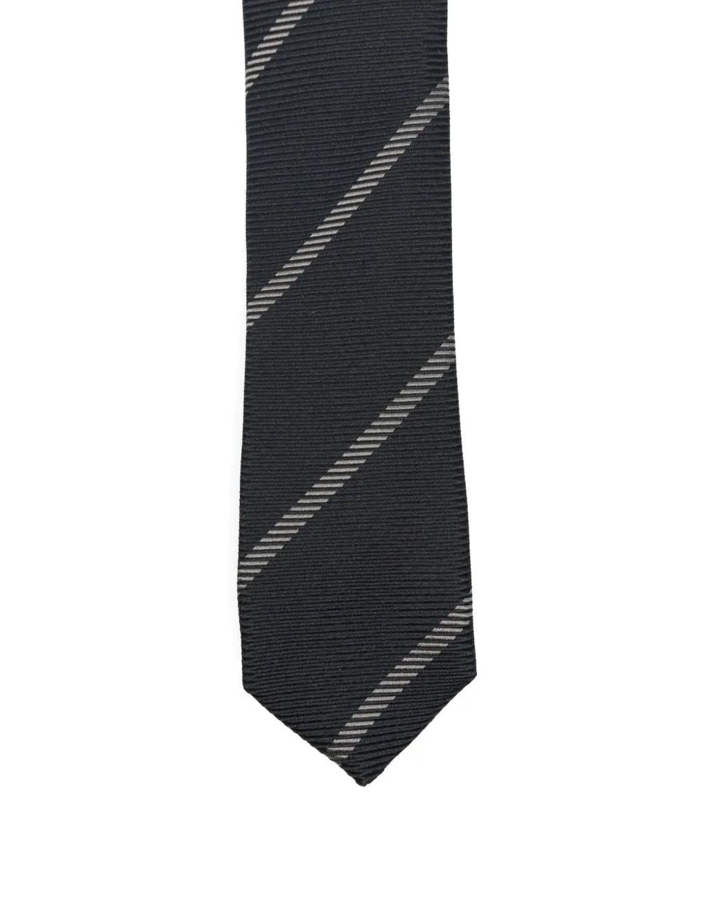 Eleventy White Diagonal-Stripe Silk Tie for men