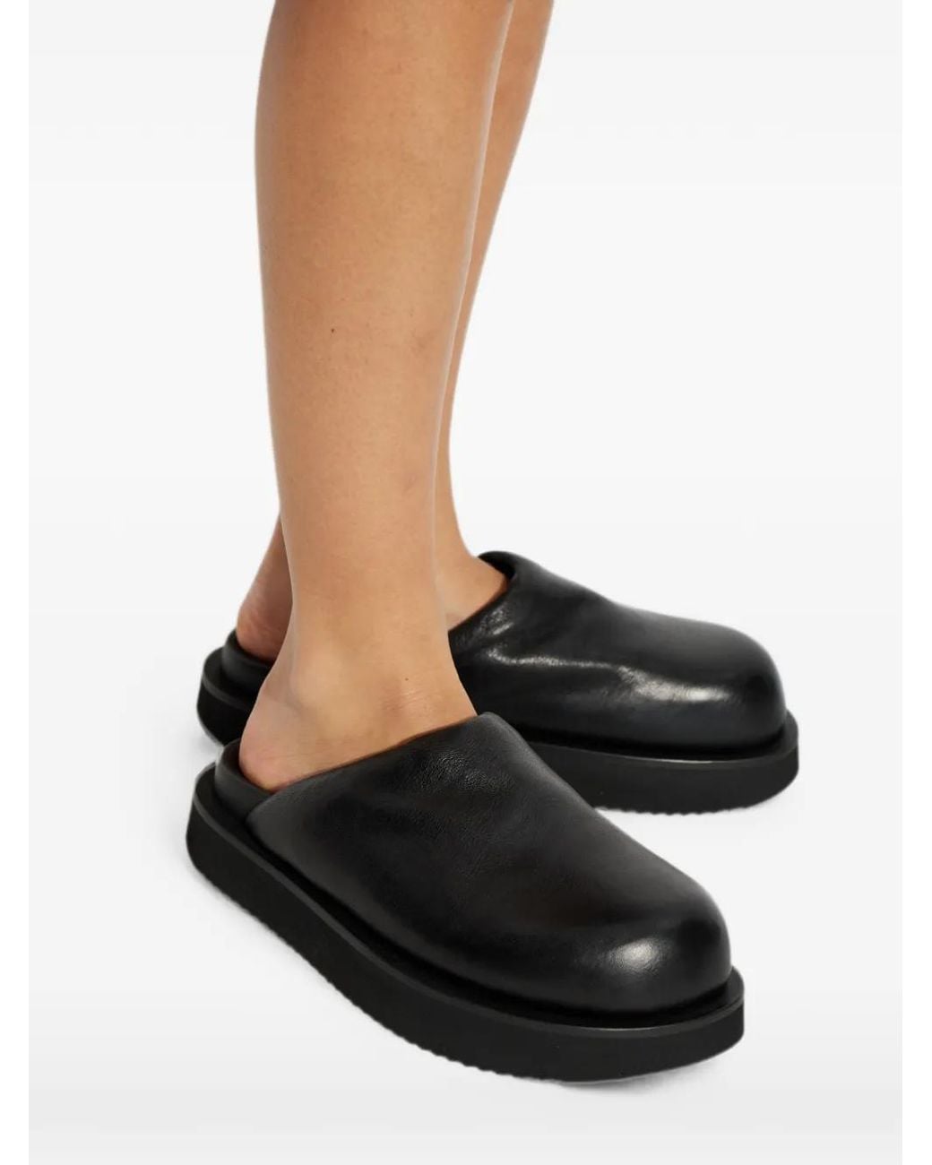 Rick Owens Black Mules En Cuir