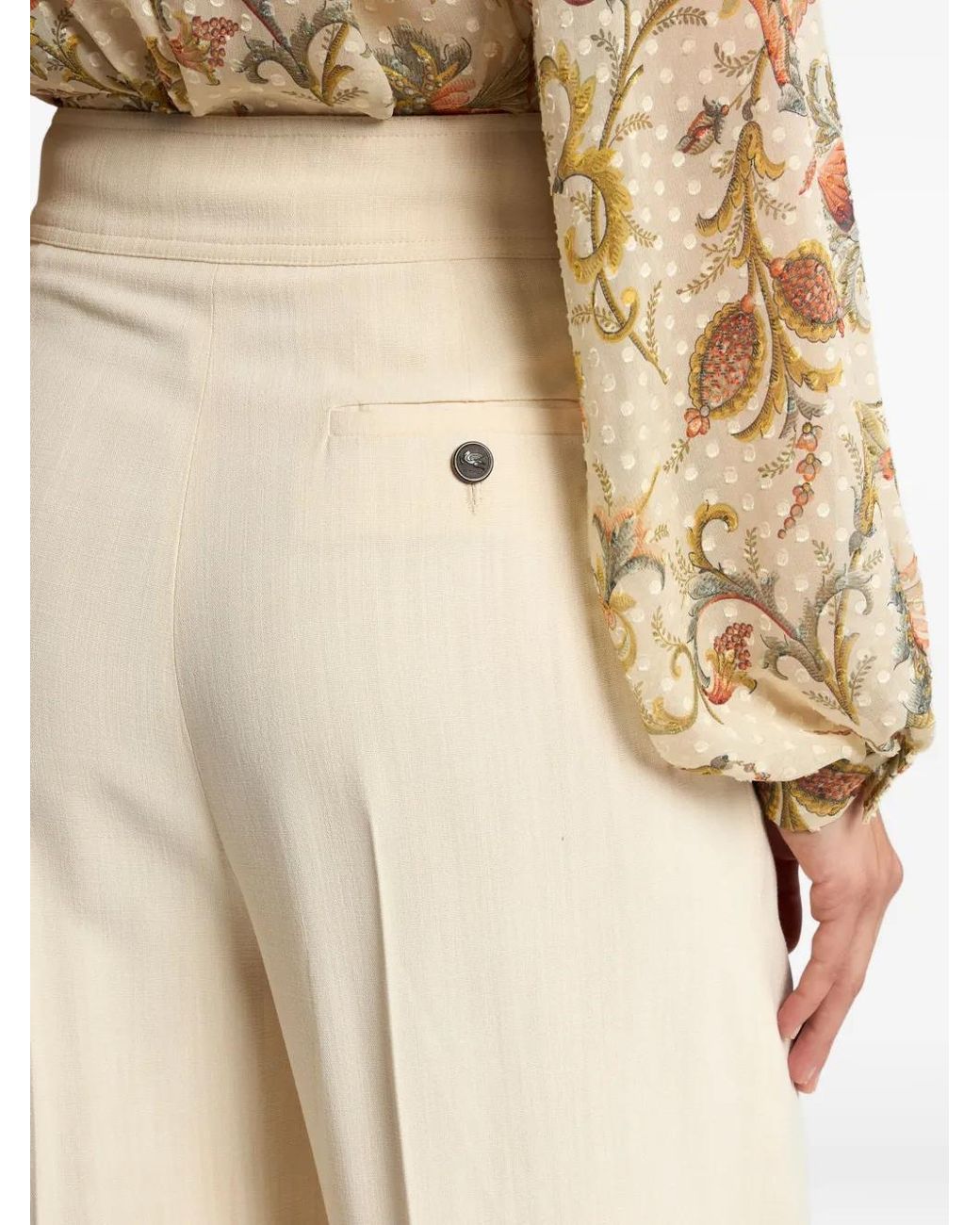 Etro White Pleated Trousers
