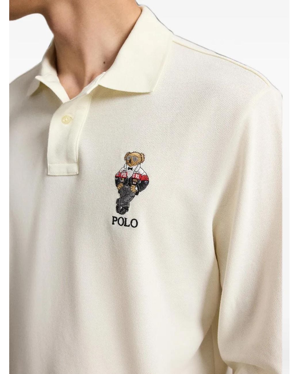 Polo Ralph Lauren White Polo Bear Long-Sleeve Polo Shirt for men