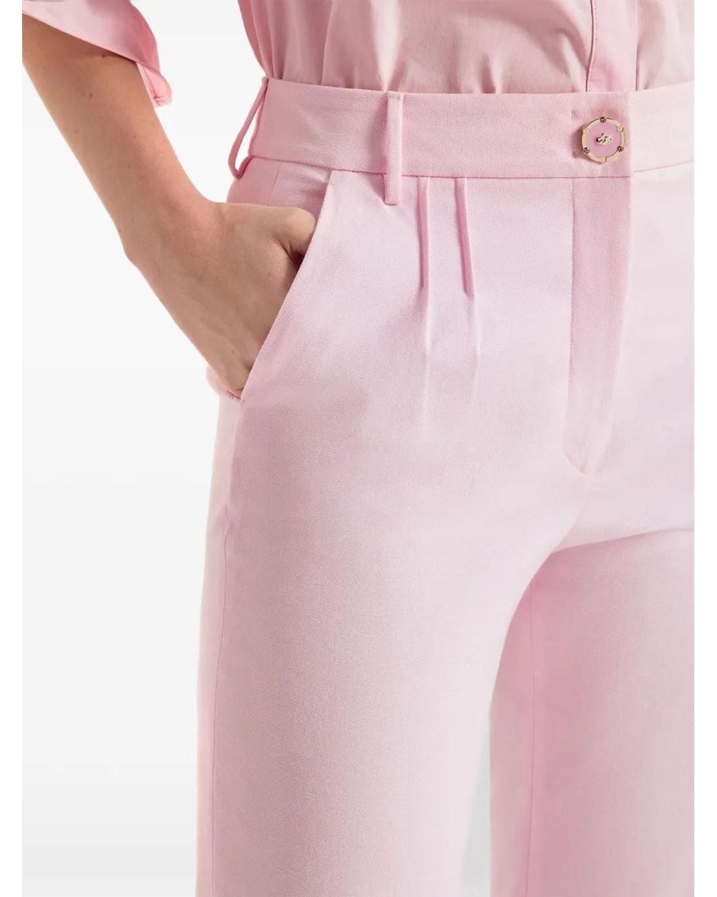 Genny Pink Pleat-Detail Trousers