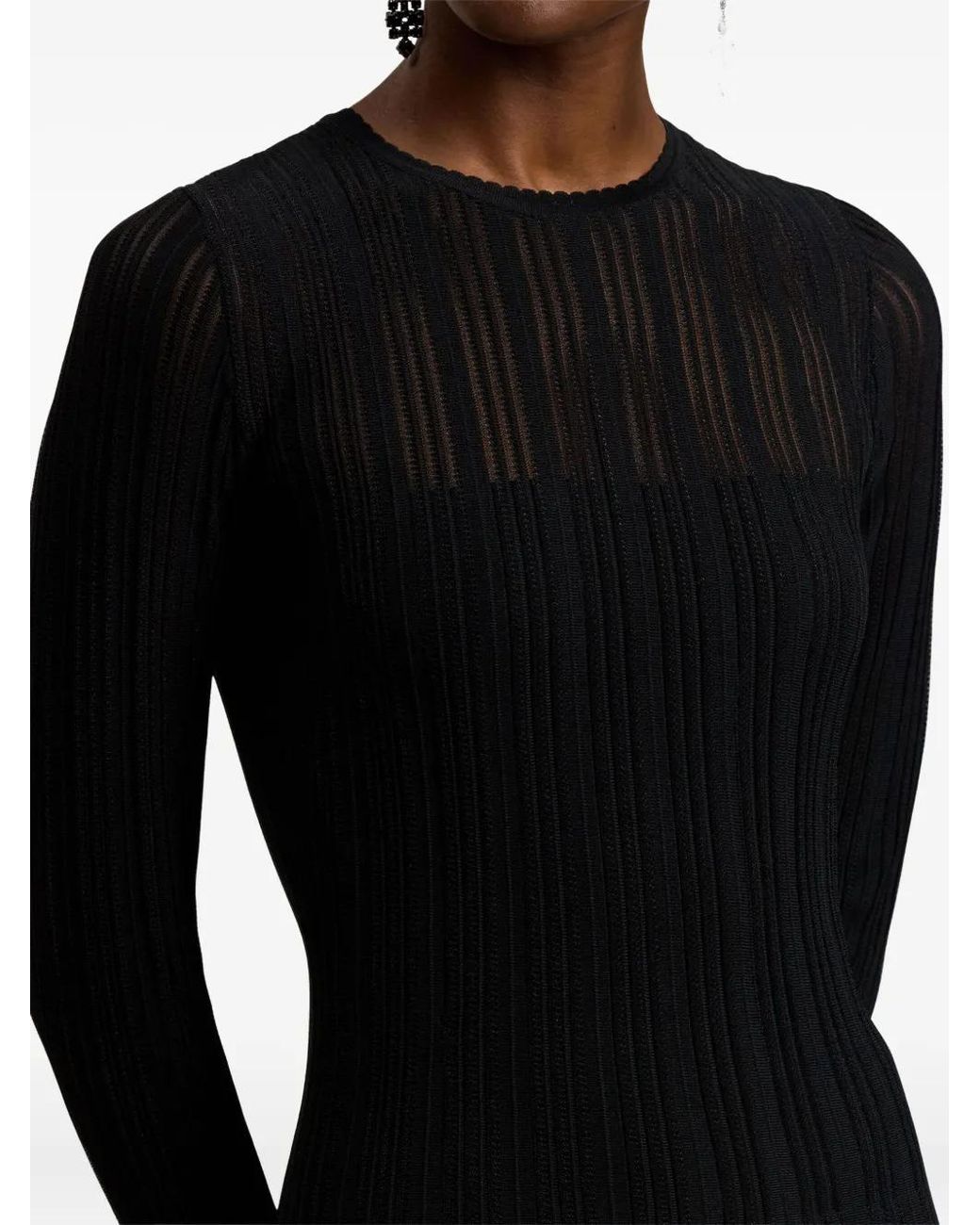 Ralph Lauren Black Ribbed Pleated Maxi Dress