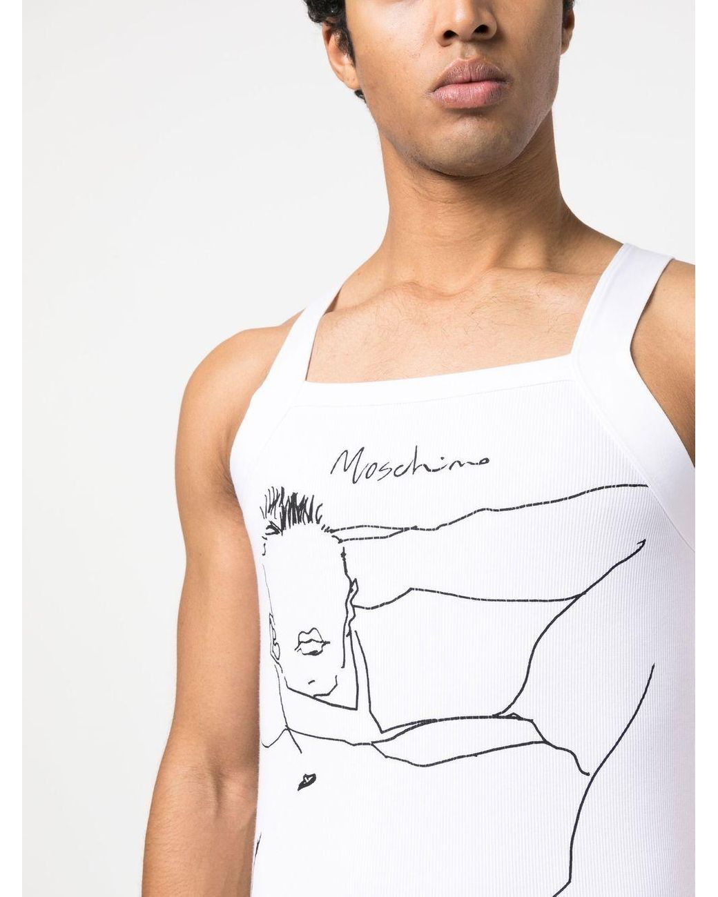 Moschino Silhouette-print Vest Top in White for Men | Lyst UK