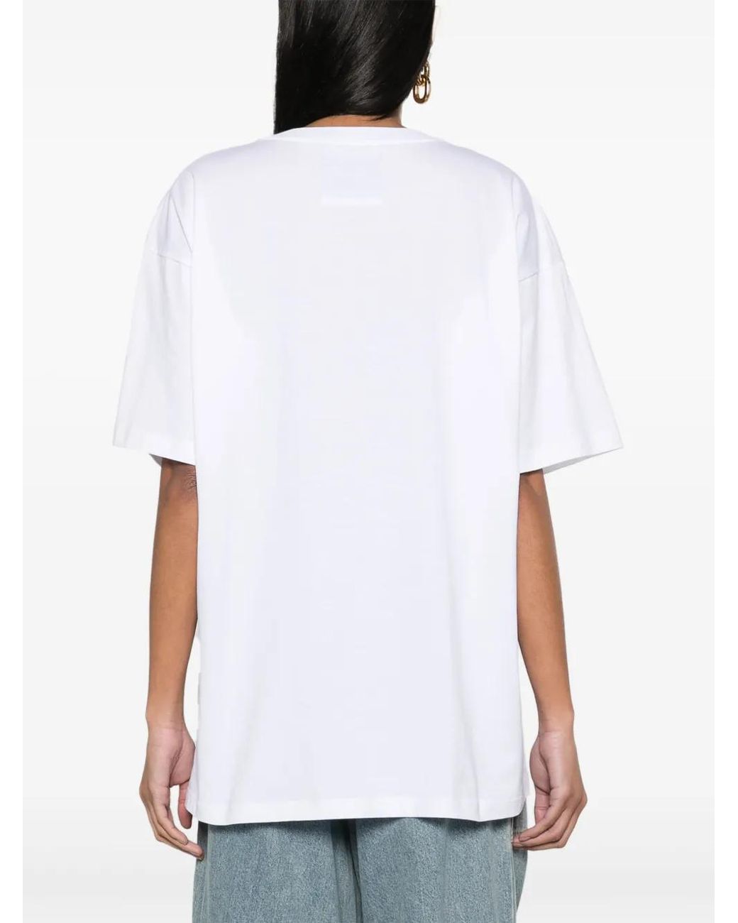 Moschino White Logo-Patch Organic Cotton T-Shirt