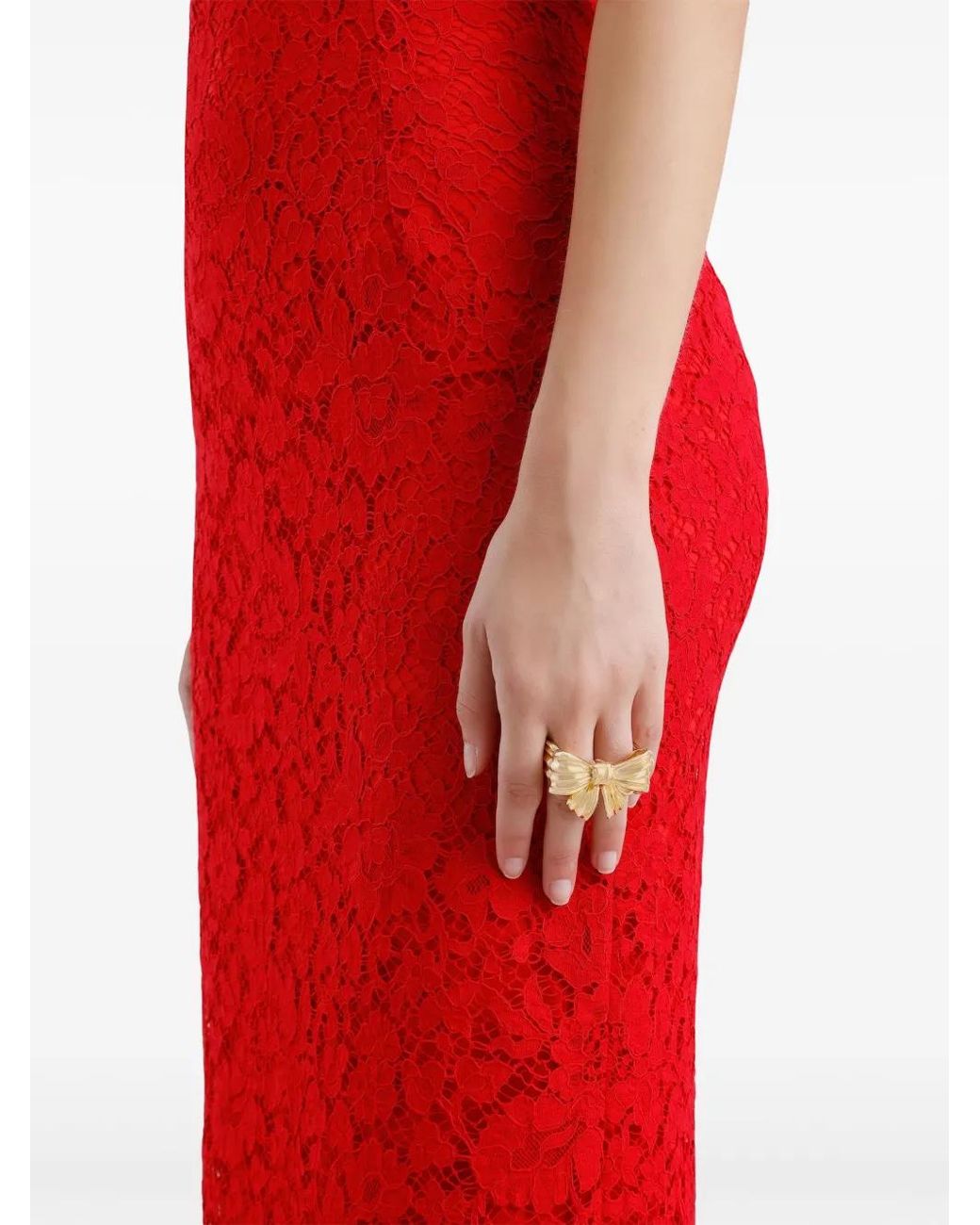 Dolce & Gabbana Red Floral Midi Dress