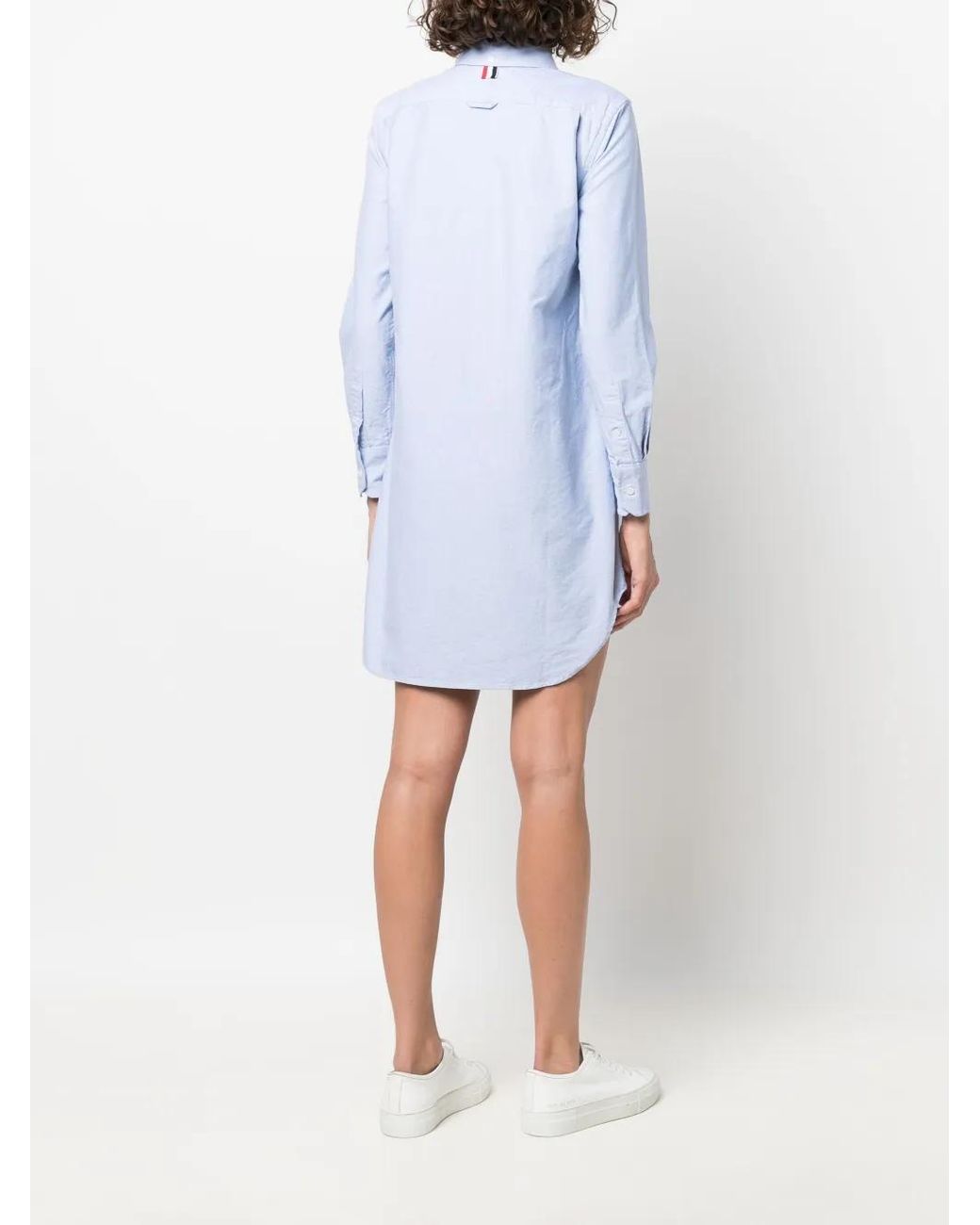 Thom Browne Blue Rwb Trim Shirt Dress