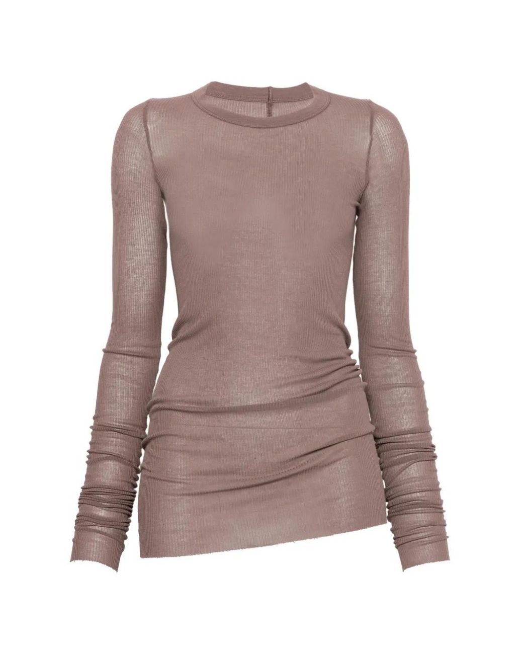 Rick Owens Brown Ribbed Long-Sleeve T-Shirt