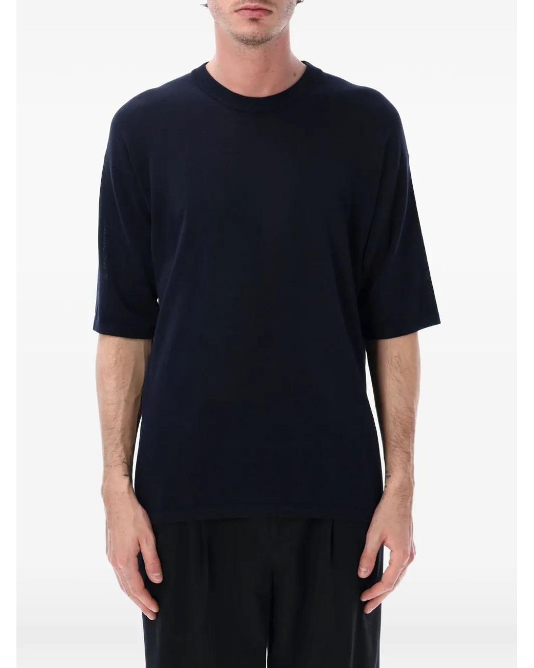 Roberto Collina Black Fine-Knit T-Shirt for men