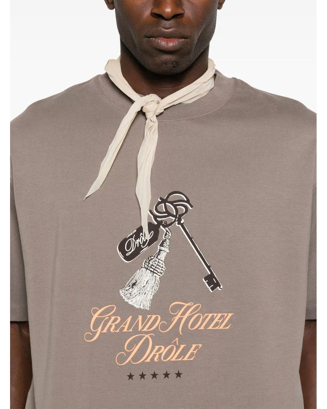 Drole de Monsieur Gray Graphic-Print T-Shirt for men