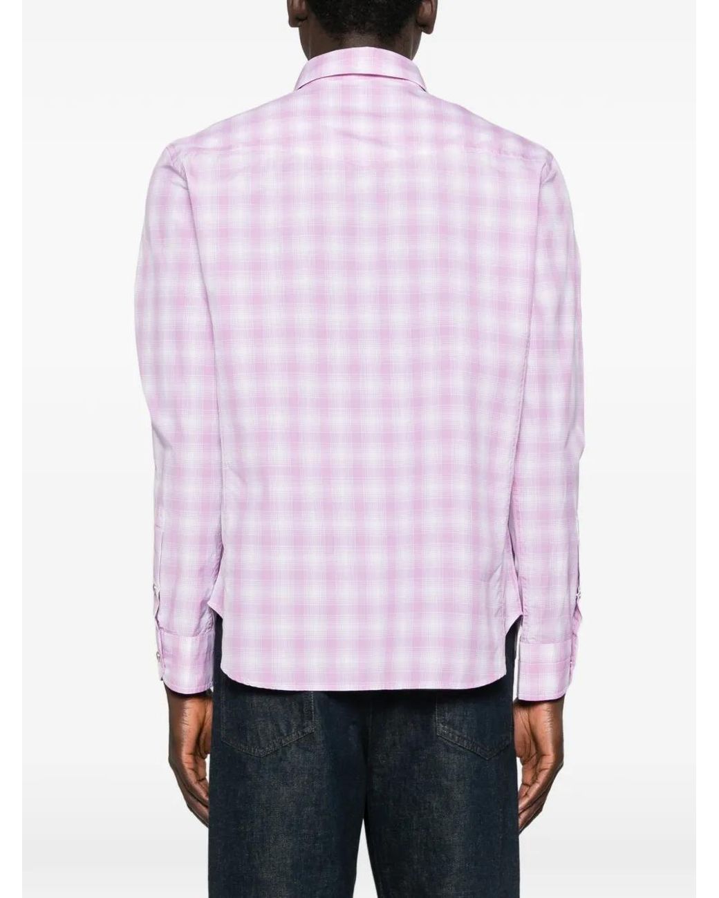 Tom Ford Pink Check-Pattern Chest-Pocket Shirt for men