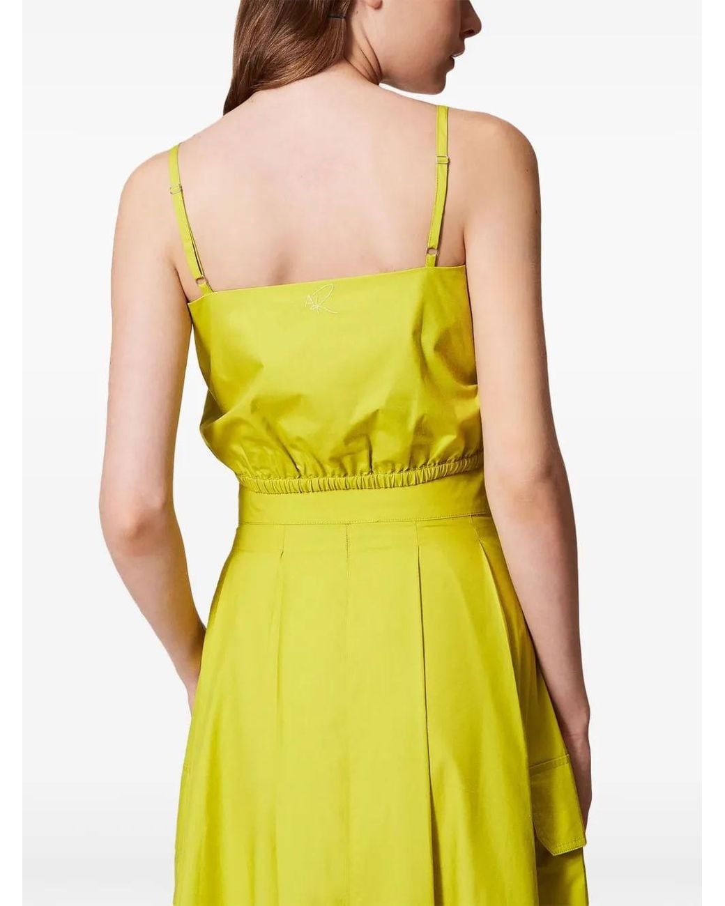 Twinset Yellow Poplin Crop Top
