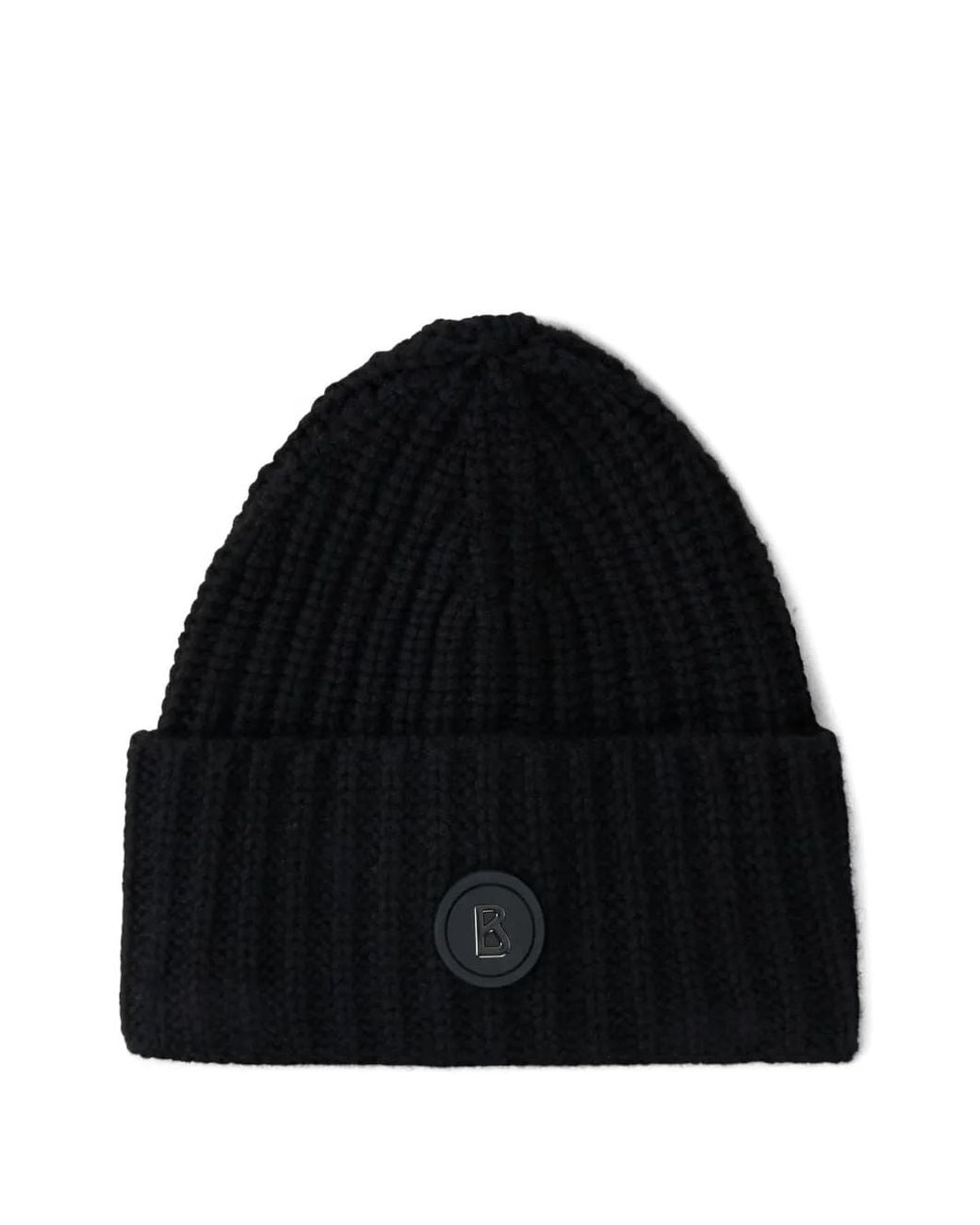 Bogner Black Kilian Ribbed Logo-Patch Beanie Hat for men