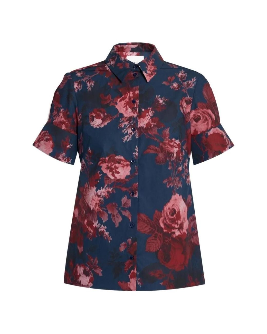 Erdem Blue Jupe À Fleurs En Popeline De Coton