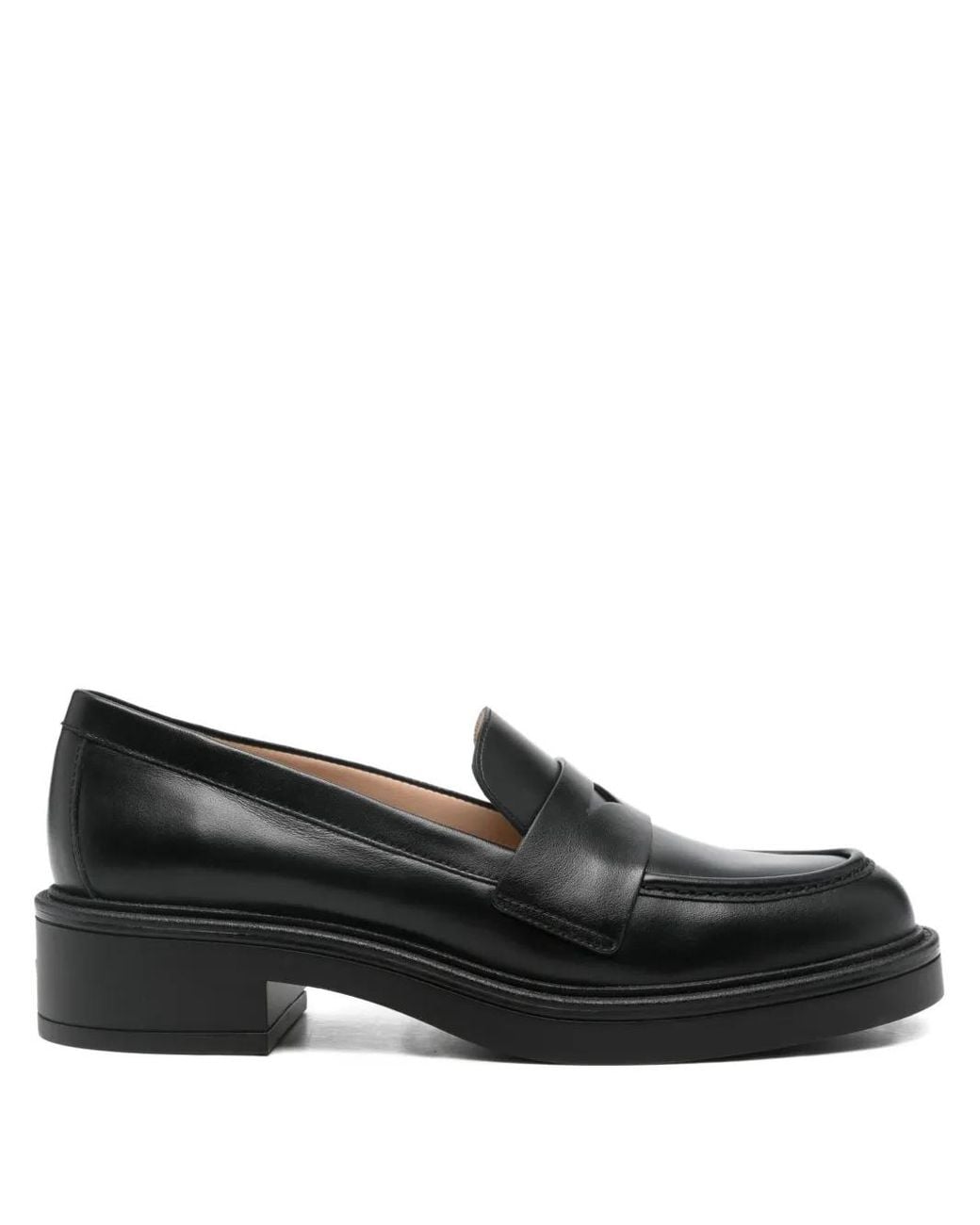 Stuart Weitzman Black Penny Leather Loafers