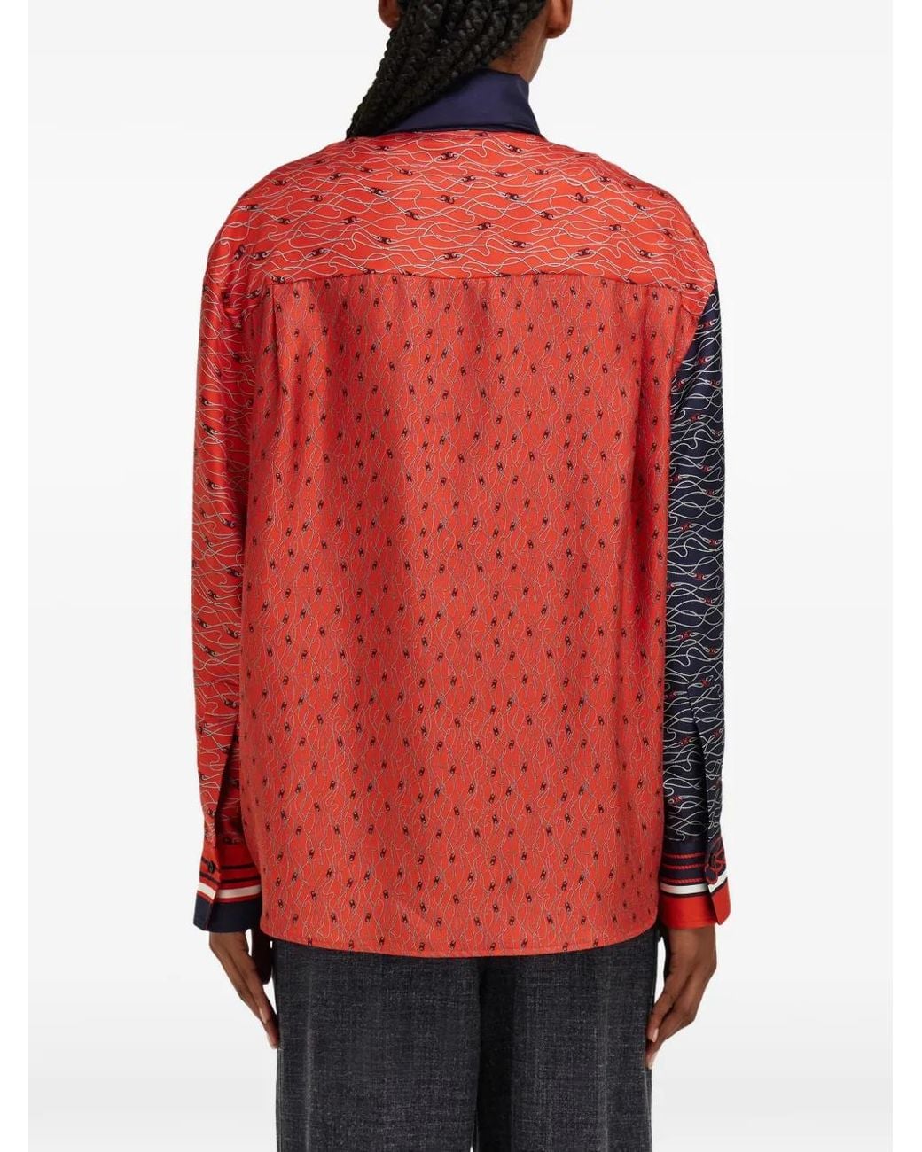 Ferragamo Blue Silk Shirt With Bib Detail