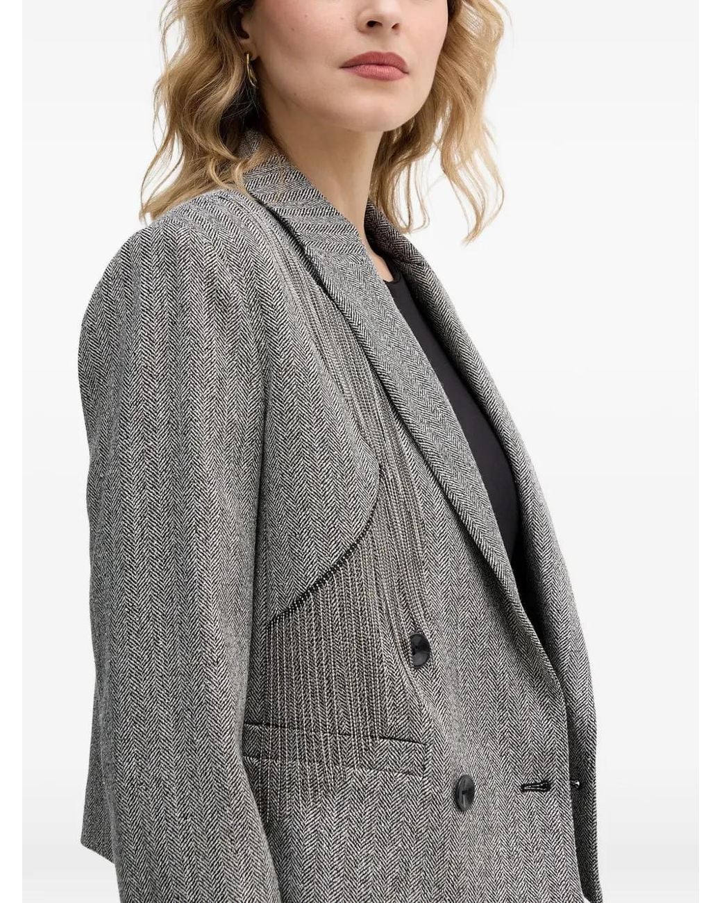 Sisley Gray Herringbone-Pattern Jacket