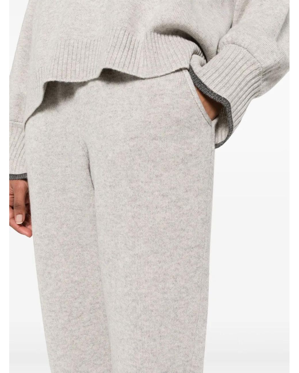 Brunello Cucinelli Gray Mid-Rise Cashmere Track Trousers
