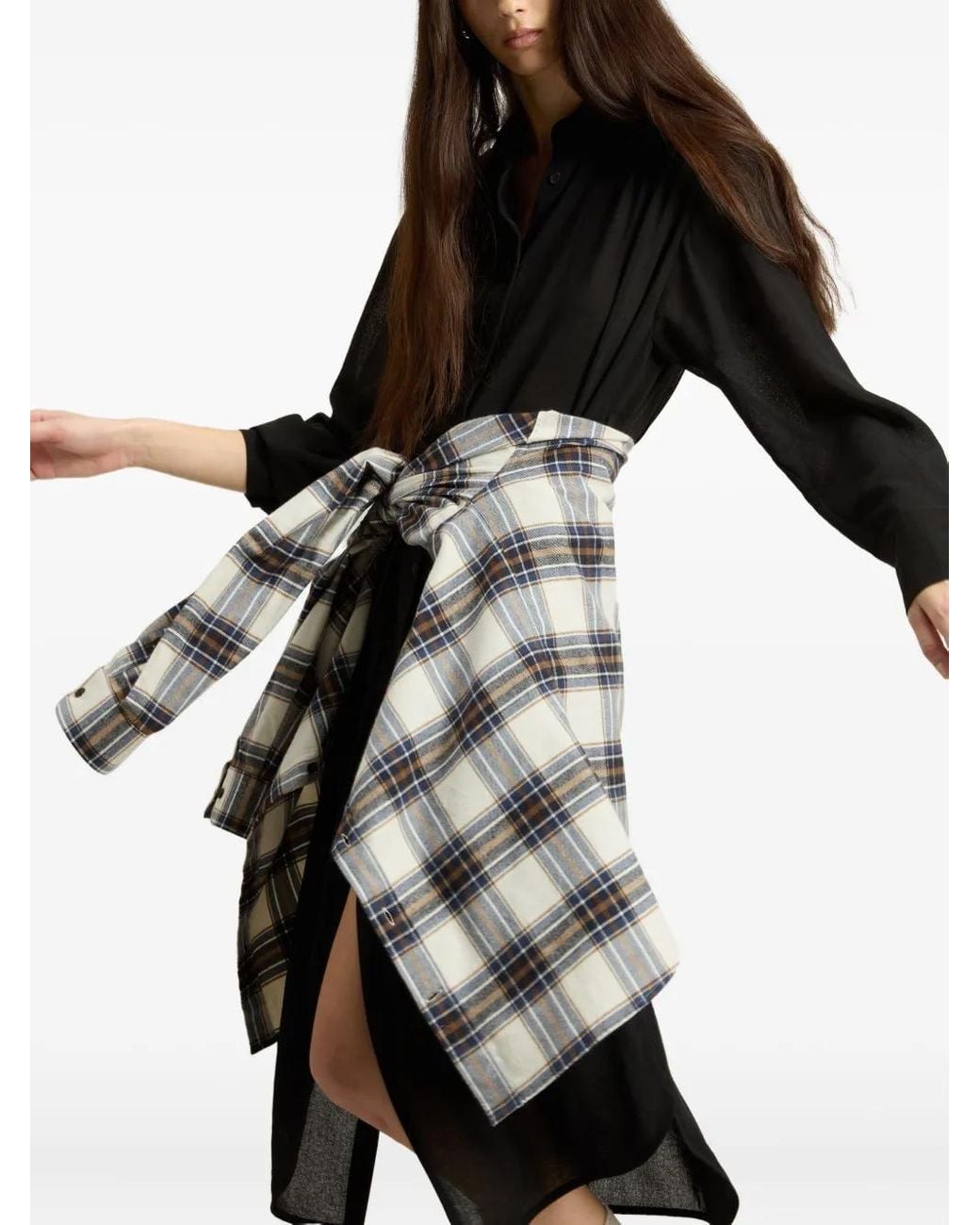 Woolrich Black Tie-Belt Shirt Midi Dress